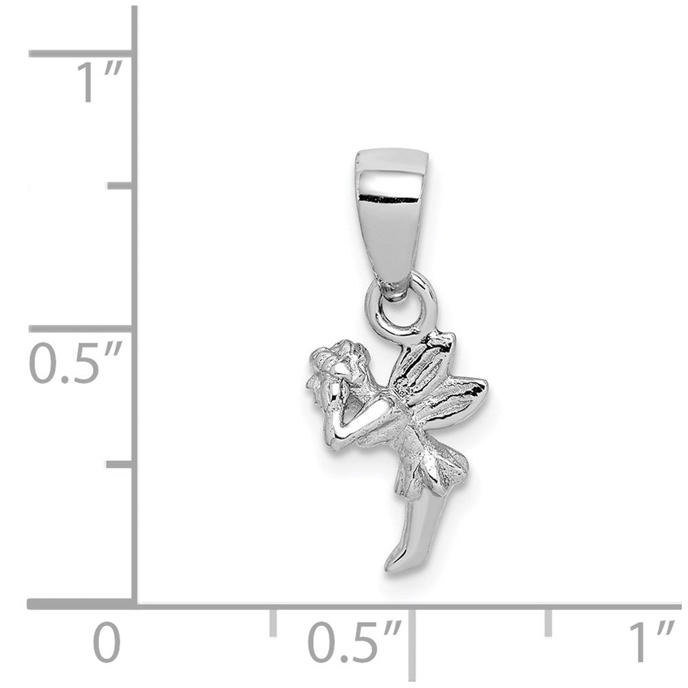 Sterling Silver Rhodium-Plated Fairy Pendant