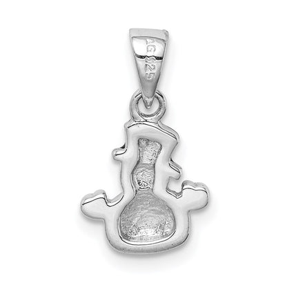 Sterling Silver Rh-Plated Multi-Color Enamel Snowman Children'S Pendant