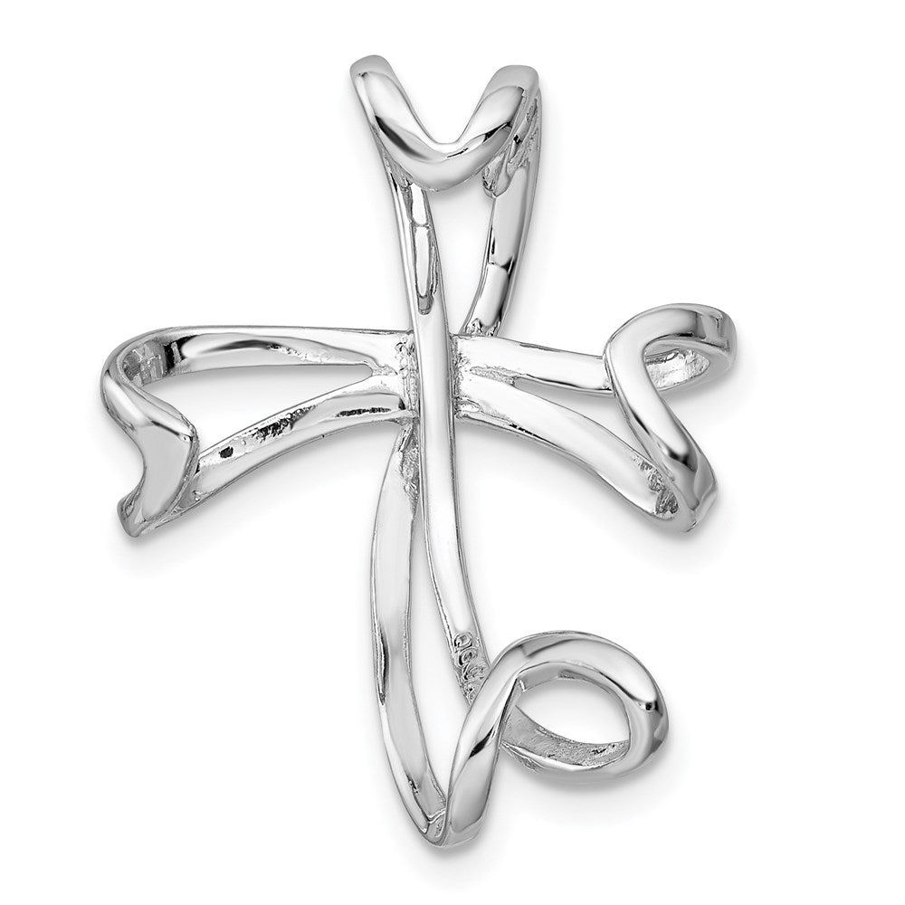 Sterling Silver Rhodium-Plated Cross Chain Slide Pendant