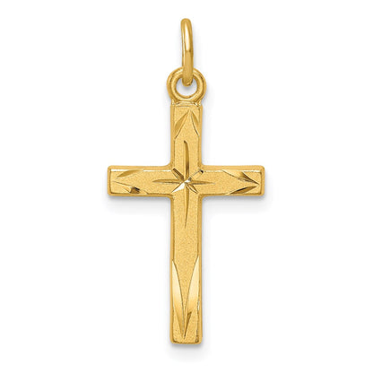 Sterling Silver Gold Tone Diamond-Cut Cross Pendant