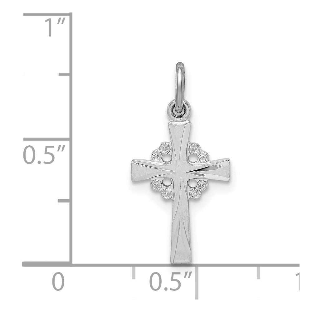 Sterling Silver Rhodium-Plated Diamond Cut Cross Pendant