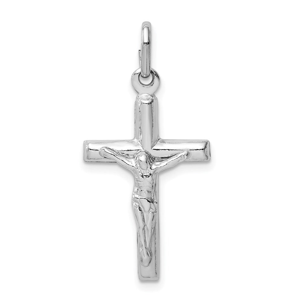 Sterling Silver Rhodium-Plated Polished Crucifix Cross Pendant