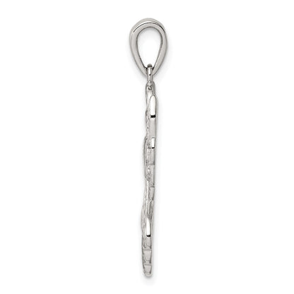 Sterling Silver Diamond & Diamond-Cut Angel Pendant