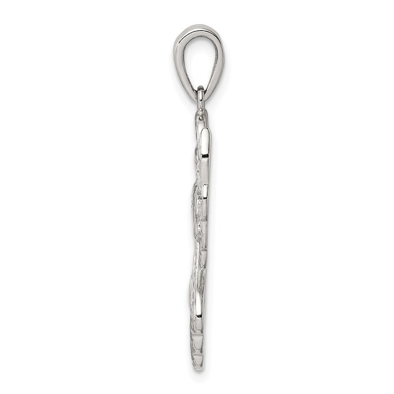 Sterling Silver Diamond & Diamond-Cut Angel Pendant