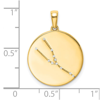 Ss/Gold Plated Sterling Silver Gold-Plated & Cz Taurus Zodiac Pendant