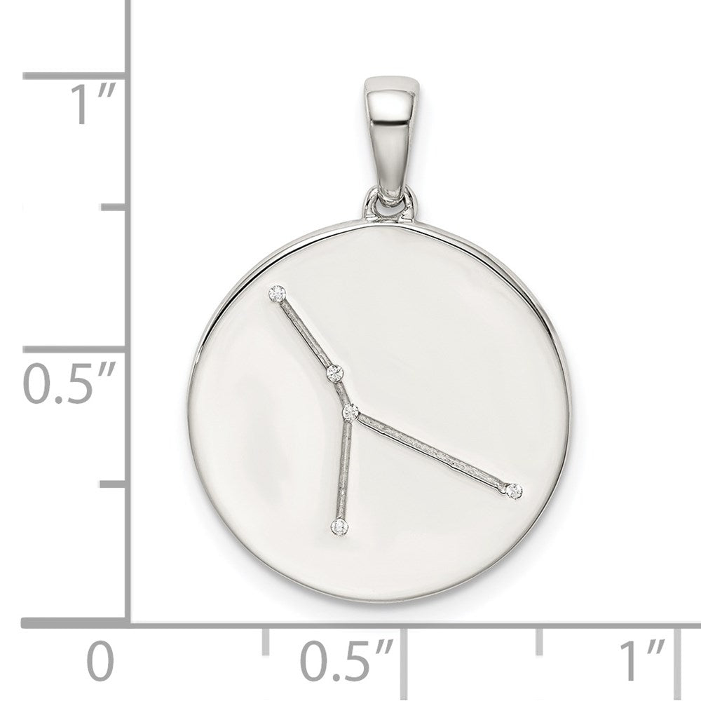 Sterling Silver Rhodium-Plated & Cz Cancer Zodiac Pendant