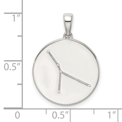 Sterling Silver Rhodium-Plated & Cz Cancer Zodiac Pendant