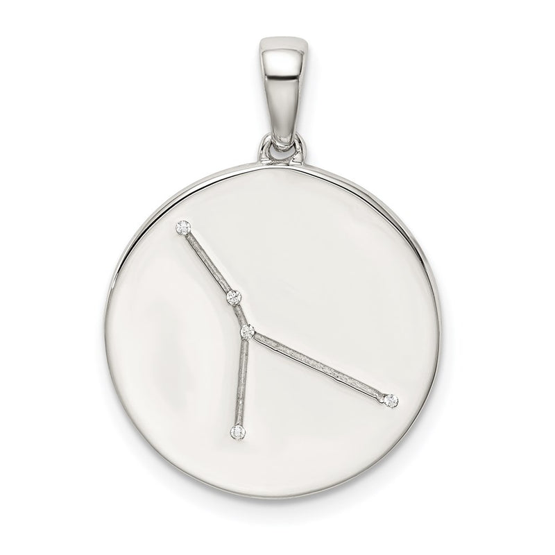 Sterling Silver Rhodium-Plated & Cz Cancer Zodiac Pendant
