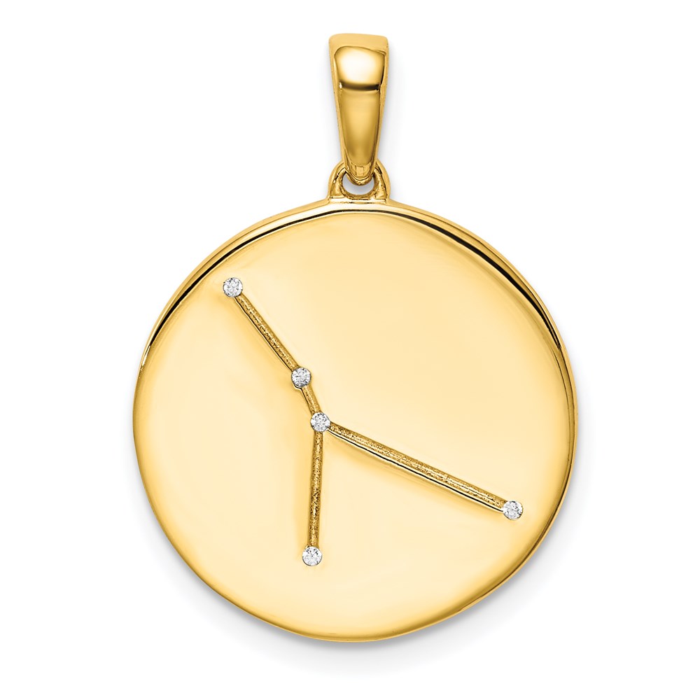 Ss/Gold Plated Sterling Silver Gold-Plated & Cz Cancer Zodiac Pendant