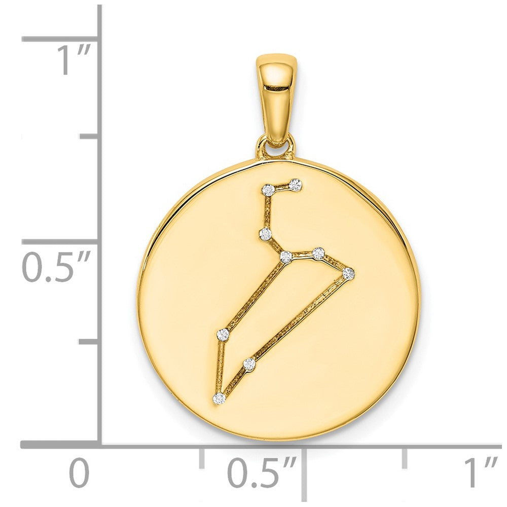 Ss/Gold Plated Sterling Silver Gold-Plated & Cz Leo Zodiac Pendant