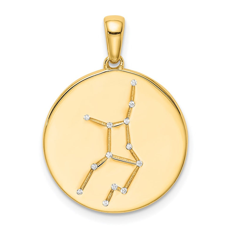 Ss/Gold Plated Sterling Silver Gold-Plated & Cz Virgo Zodiac Pendant