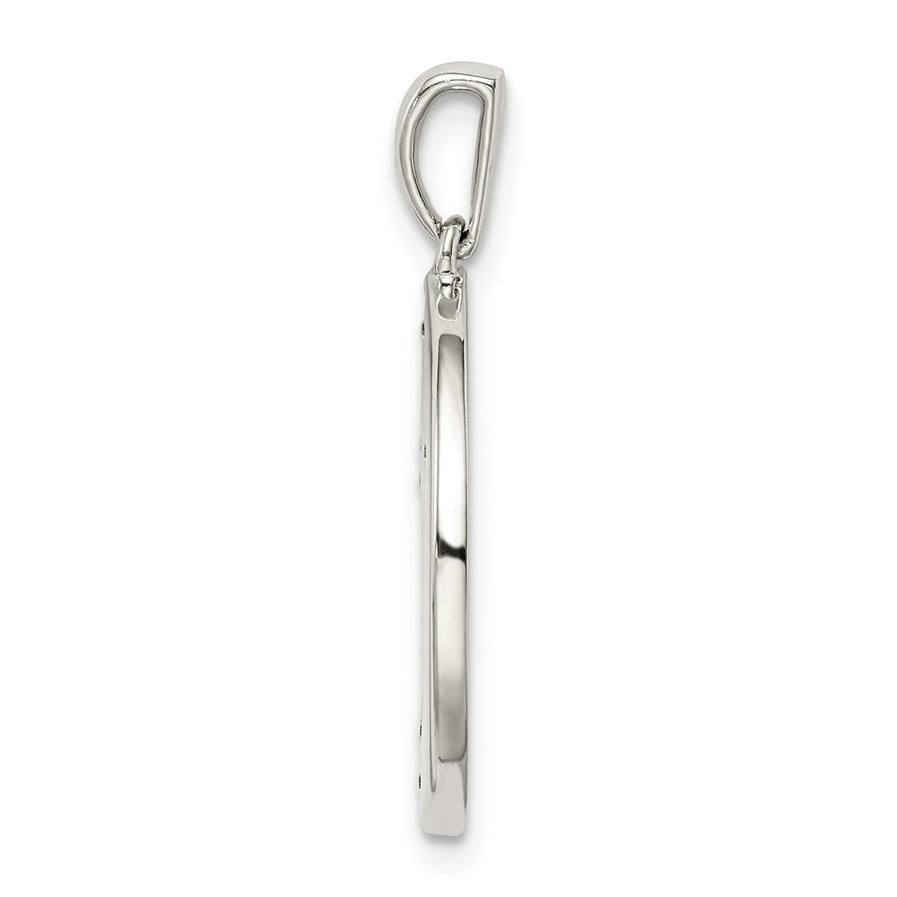 Sterling Silver Rhodium-Plated & Cz Libra Zodiac Pendant
