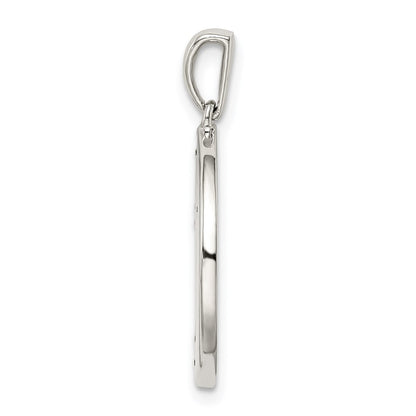 Sterling Silver Rhodium-Plated & Cz Libra Zodiac Pendant