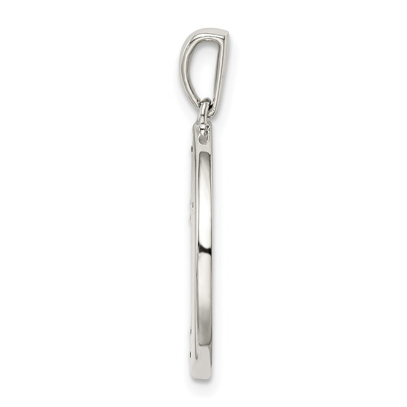 Sterling Silver Rhodium-Plated & Cz Libra Zodiac Pendant