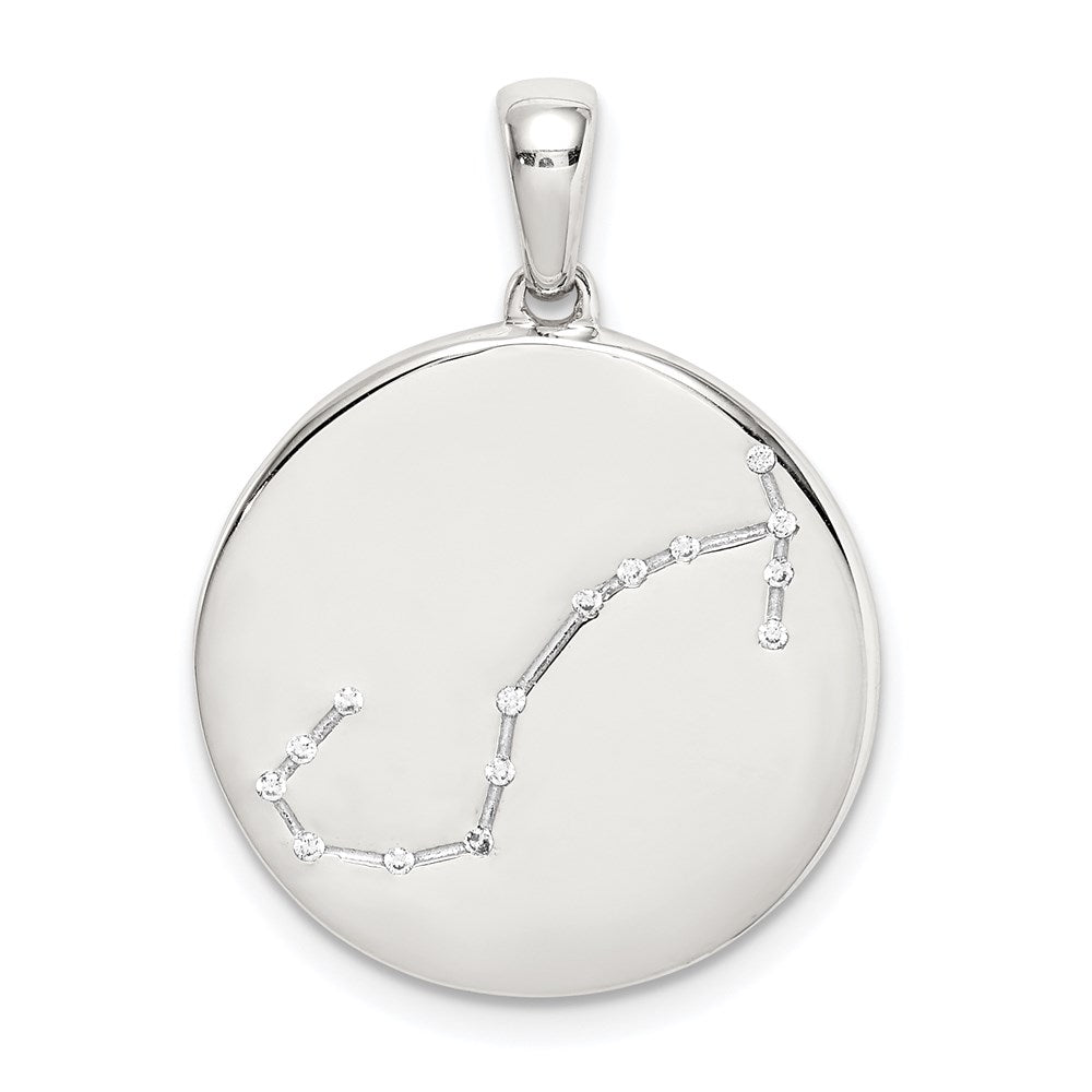 Sterling Silver Rhodium-Plated & Cz Scorpio Zodiac Pendant