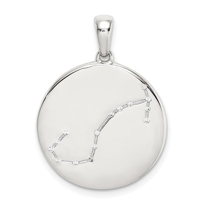 Sterling Silver Rhodium-Plated & Cz Scorpio Zodiac Pendant