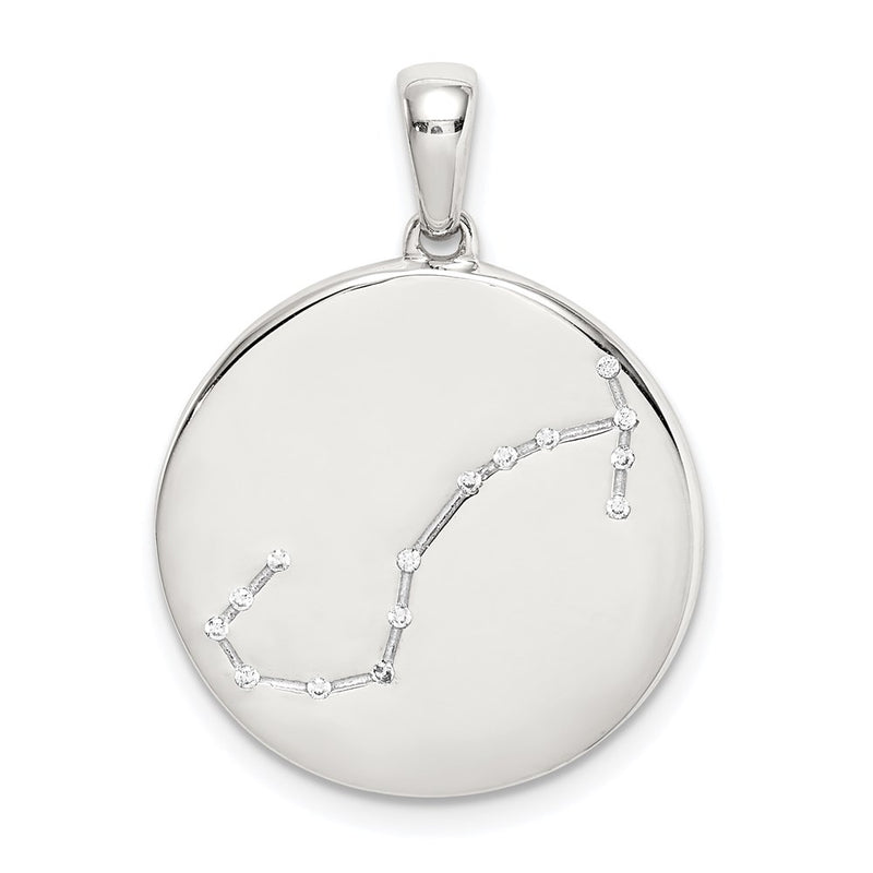 Sterling Silver Rhodium-Plated & Cz Scorpio Zodiac Pendant