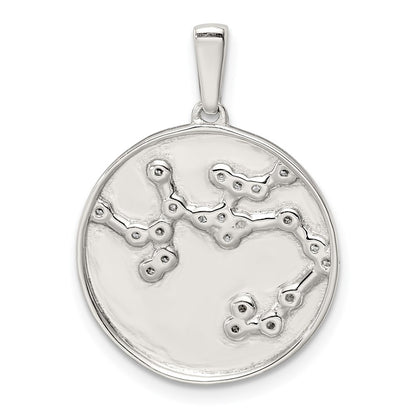 Sterling Silver Rhodium-Plated & Cz Sagittarius Zodiac Pendant