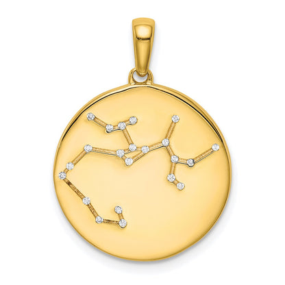 Ss/Gold Plated Sterling Silver Gold-Plated & Cz Sagittarius Zodiac Pendant