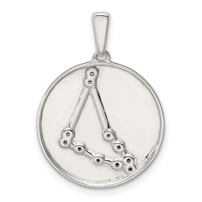 Sterling Silver Rhodium-Plated & Cz Capricorn Zodiac Pendant