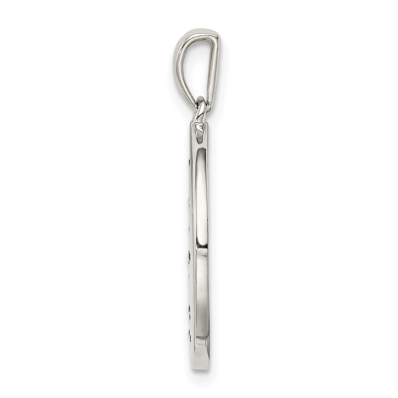 Sterling Silver Rhodium-Plated & Cz Aquarius Zodiac Pendant