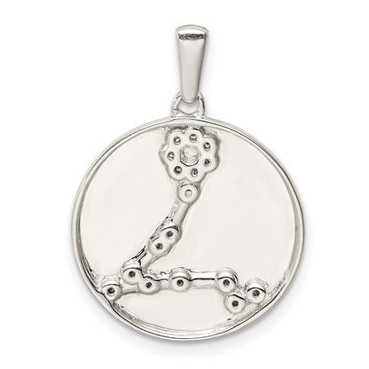 Sterling Silver Rhodium-Plated & Cz Pisces Zodiac Pendant