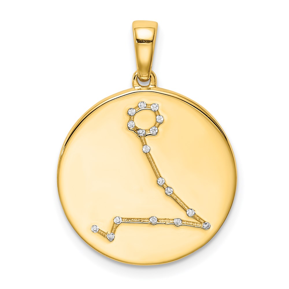 Ss/Gold Plated Sterling Silver Gold-Plated & Cz Pisces Zodiac Pendant