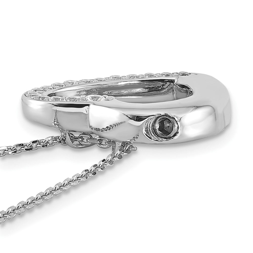 Sterling Silver Rhodium-Plated Cz Heart Ash Holder 18In Necklace