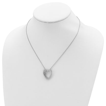 Sterling Silver Rhodium-Plated Cz Heart Ash Holder 18In Necklace