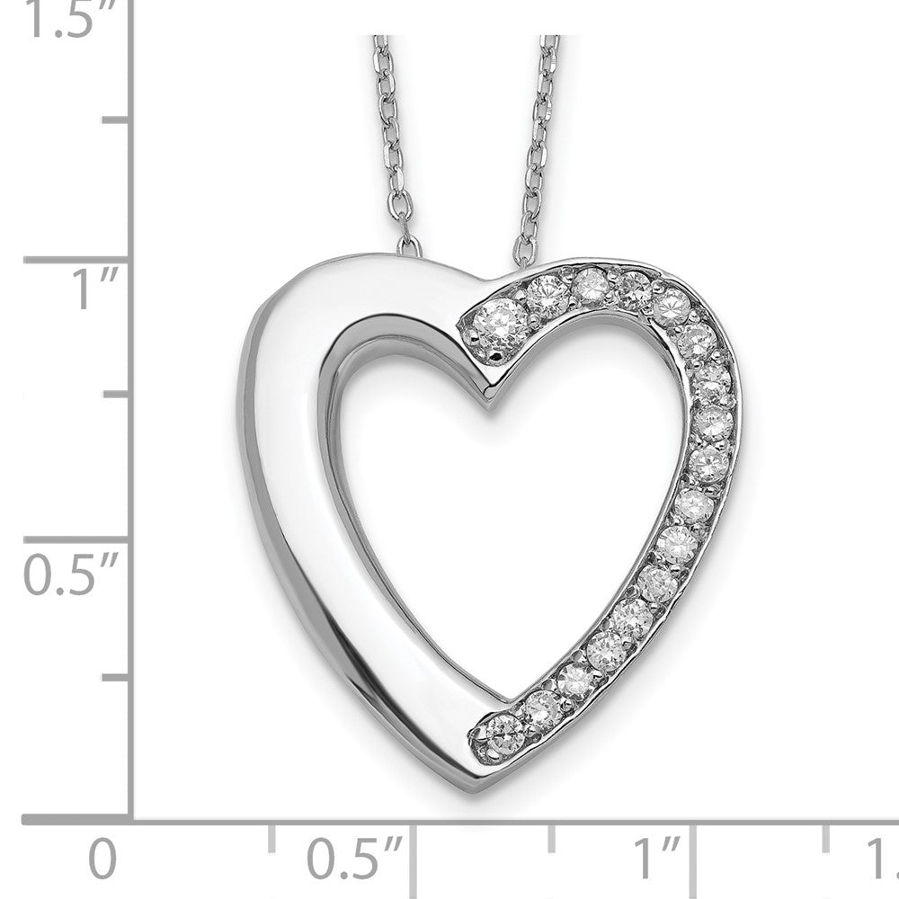 Sterling Silver Rhodium-Plated Cz Heart Ash Holder 18In Necklace