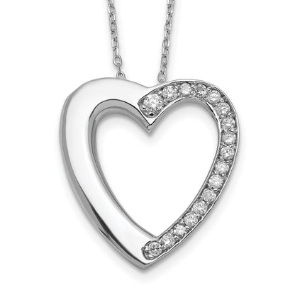 Sterling Silver Rhodium-Plated Cz Heart Ash Holder 18In Necklace