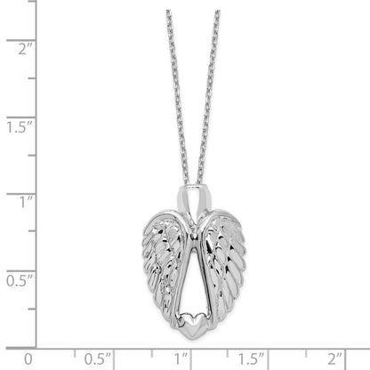 Sterling Silver Rhodium-Plated Wings Ash Holder 18In Necklace