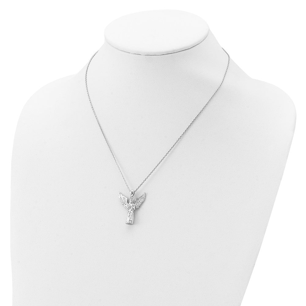 Sterling Silver Rhodium-Plated Angel Ash Holder 18In Necklace