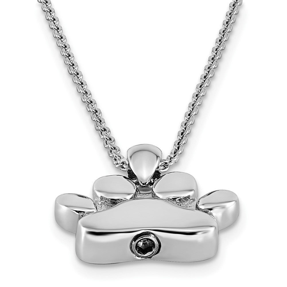 Sterling Silver Rhodium-Plated Paw Print Ash Holder 18In Necklace