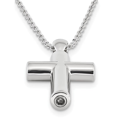 Sterling Silver Rhodium-Plated Cross Ash Holder 18In Necklace