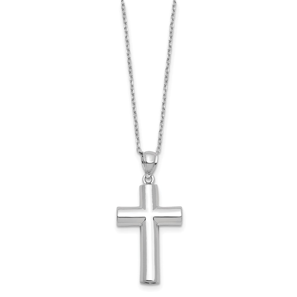 Sterling Silver Rhodium-Plated Cross Ash Holder 18In Necklace