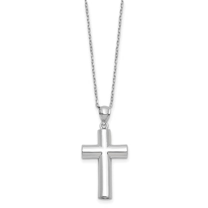 Sterling Silver Rhodium-Plated Cross Ash Holder 18In Necklace