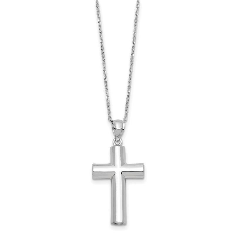Sterling Silver Rhodium-Plated Cross Ash Holder 18In Necklace