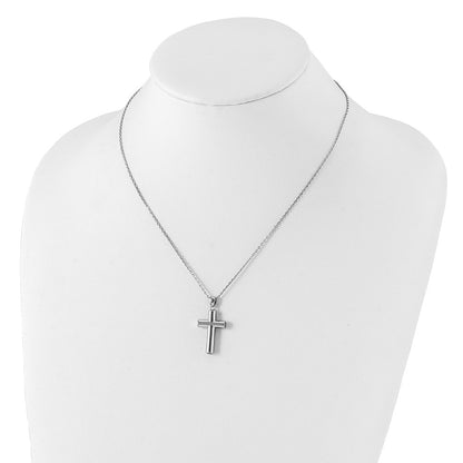 Sterling Silver Rhodium-Plated Cross Ash Holder 18In Necklace