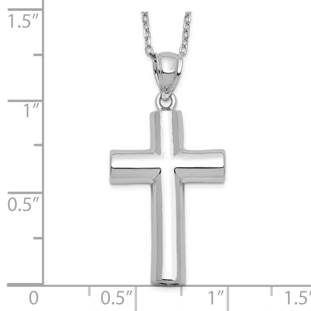Sterling Silver Rhodium-Plated Cross Ash Holder 18In Necklace