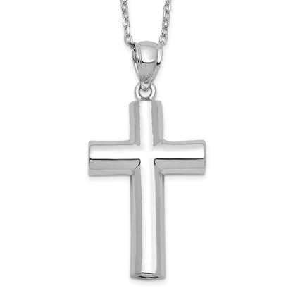 Sterling Silver Rhodium-Plated Cross Ash Holder 18In Necklace