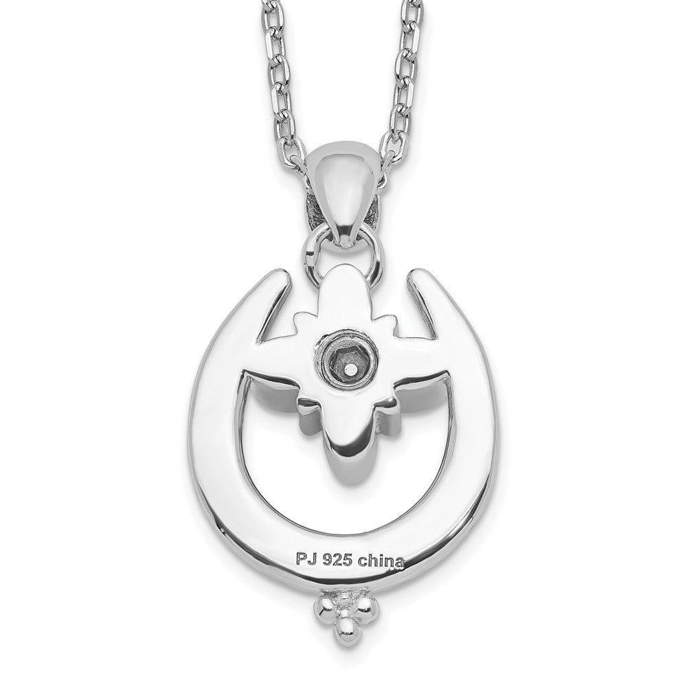 Sterling Silver Rhodium-Plated Horseshoe Ash Holder 18In Necklace