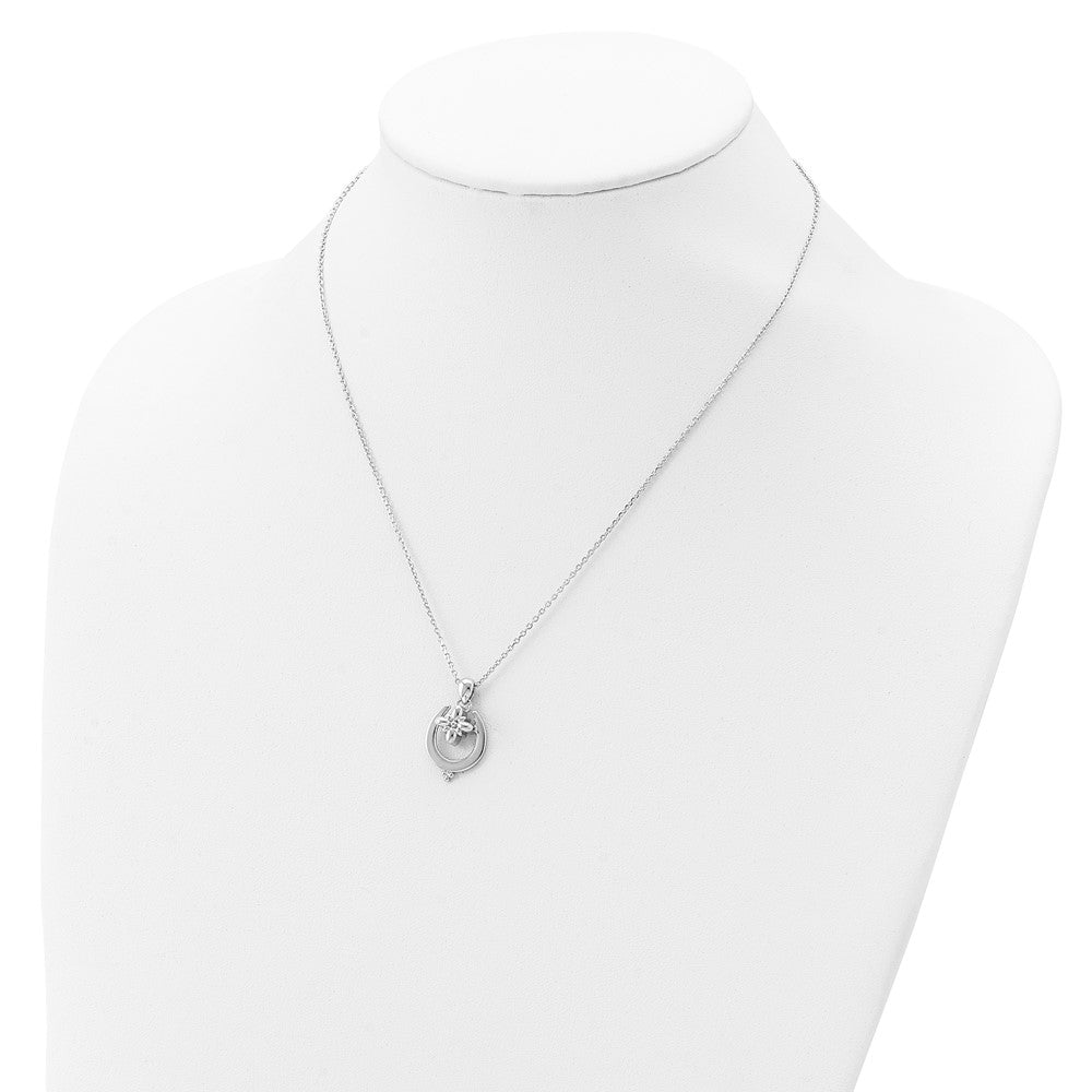 Sterling Silver Rhodium-Plated Horseshoe Ash Holder 18In Necklace