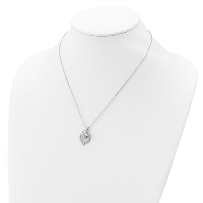 Sterling Silver Rhodium-Plated Horseshoe Ash Holder 18In Necklace
