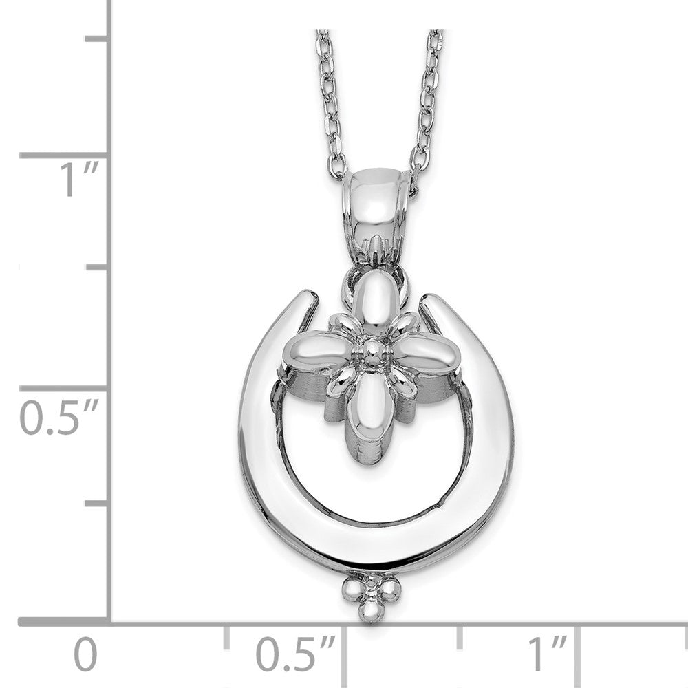 Sterling Silver Rhodium-Plated Horseshoe Ash Holder 18In Necklace