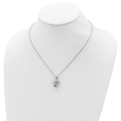 Sterling Silver Rh-Pltd Cz April Birthstone Angel Ash Holder 18In Necklace