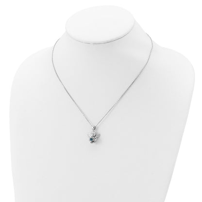 Sterling Silver Rh-Pltd Cz Mar Birthstone Angel Ash Holder 18In Necklace