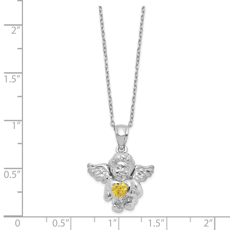 Sterling Silver Rh-Pltd Cz Nov Birthstone Angel Ash Holder 18In Necklace