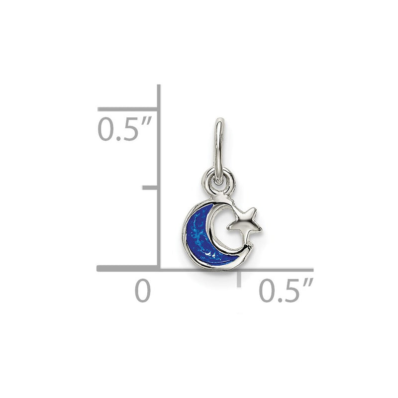 Sterling Silver Enameled Blue Moon And Star Charm