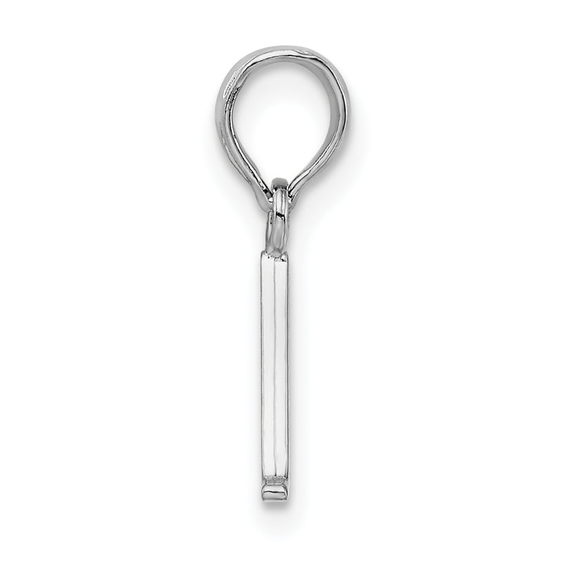 Sterling Silver Rhodium-Plated Polished Block Initial -A- Pendant